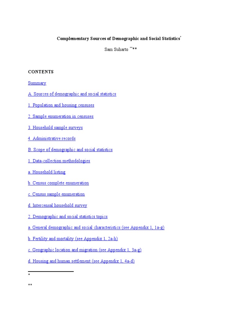 Comprehensive Population Data Sources | PDF | Census | Survey Methodology