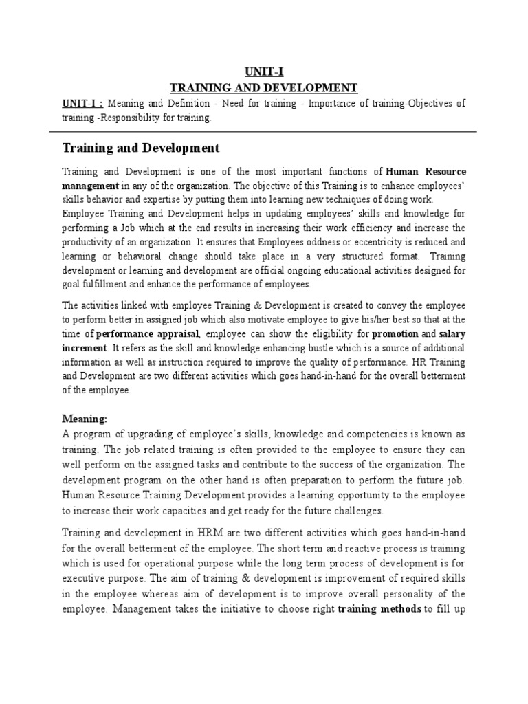 Training and Development | PDF | Human Resources | Employment