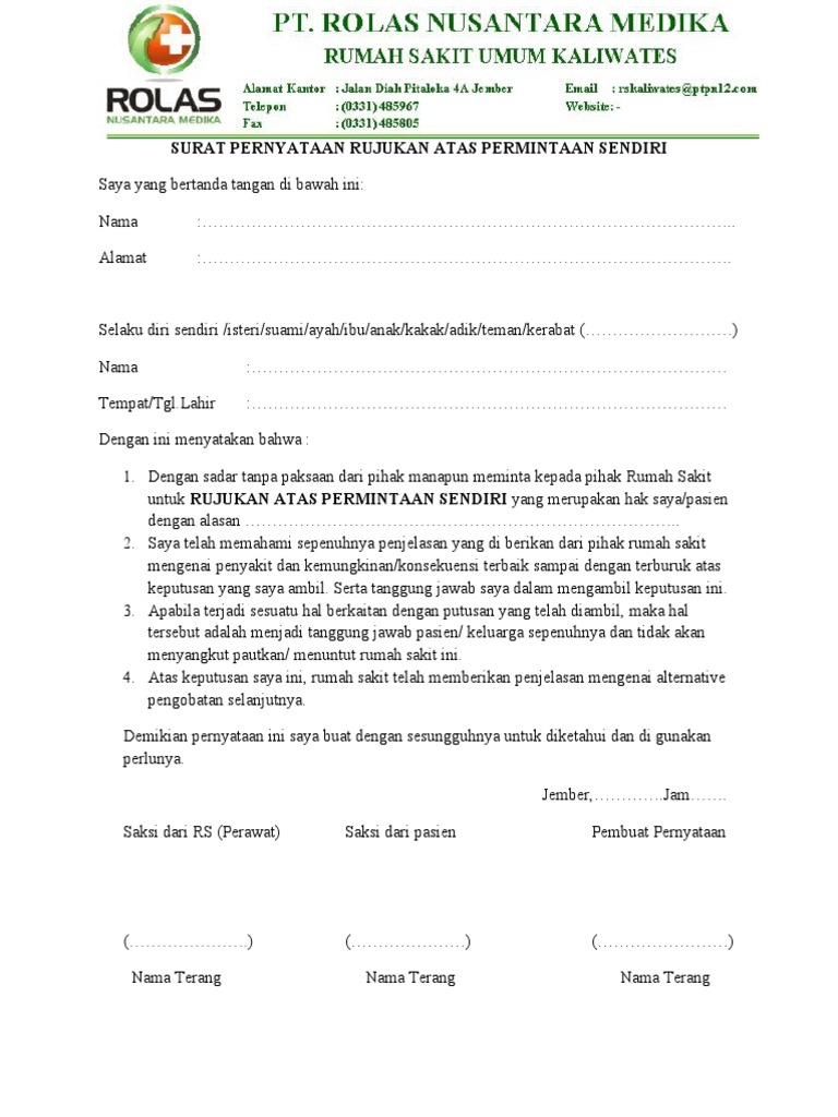 Surat Rujukan Permintaan Sendiri | PDF