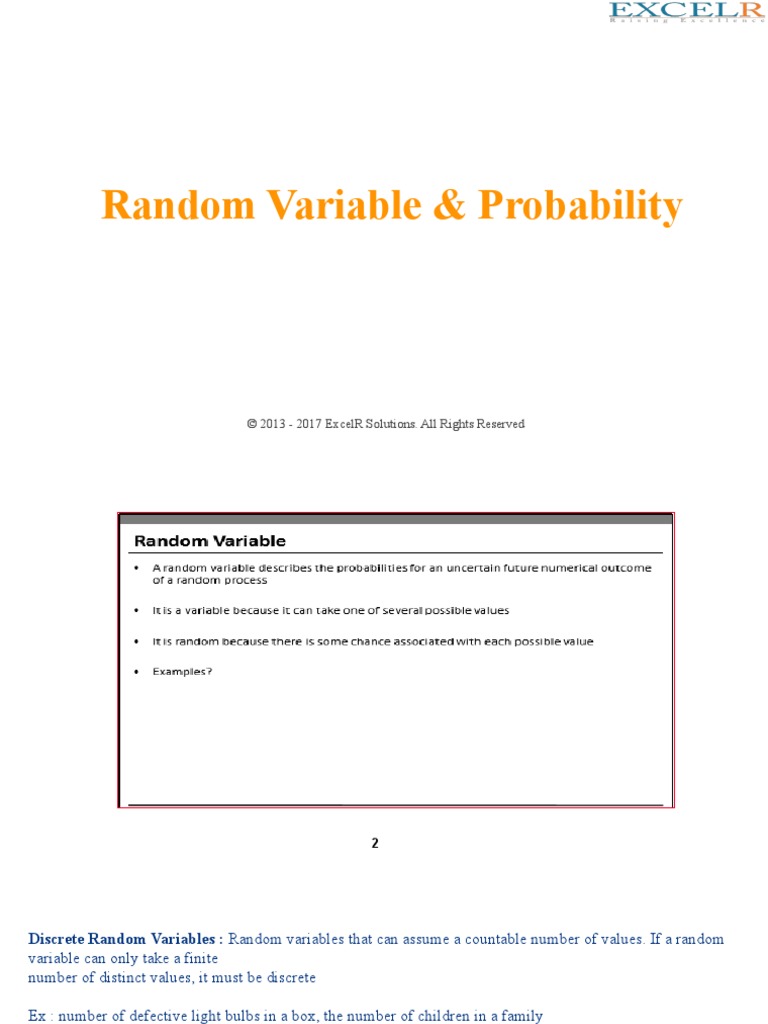 Day 02-Random Variable and Probability - Part (I) | PDF | Probability ...