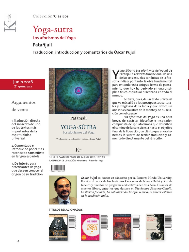 Yoga Sutra de Patañjali: Traducción y Comentarios | PDF | Yoga | Patanjali