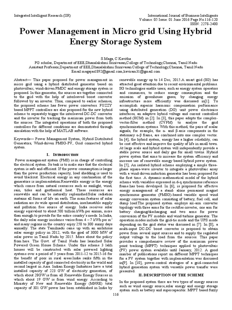 Power Management in Microgrid Systems | PDF | Capacitor | Photovoltaics