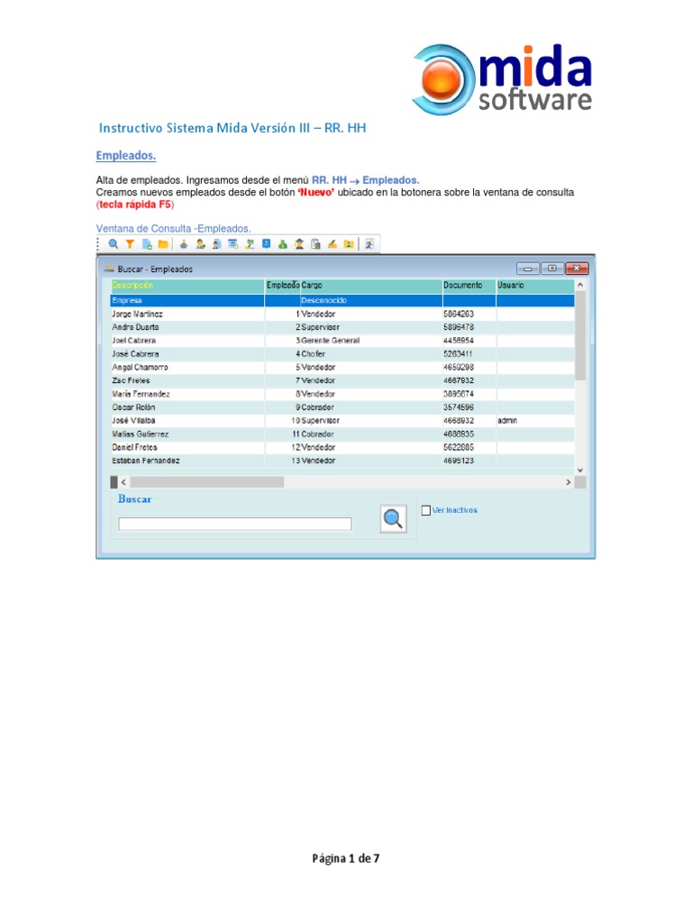 Instructivo Sistema Mida RR.HH. | PDF