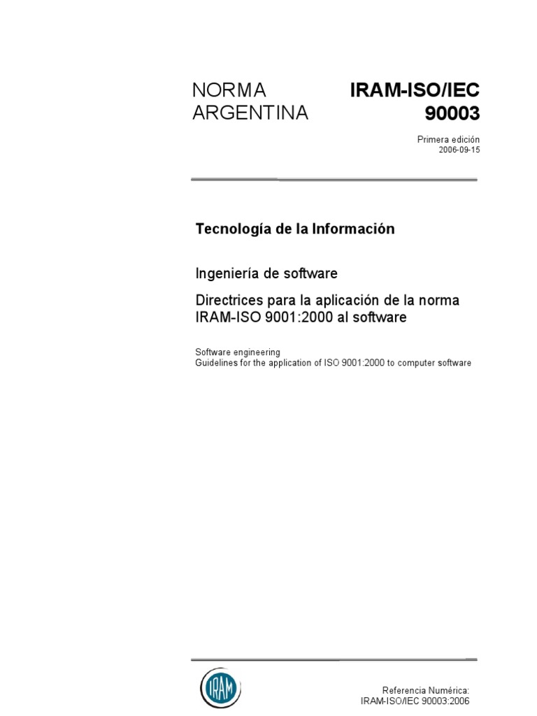 Docext Iram Iso Iec 90003 | PDF | Gestión de la calidad | Software