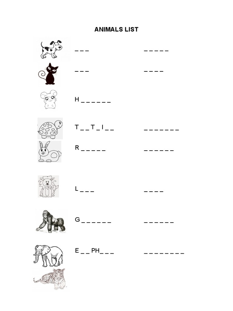 Animals List 2 | PDF