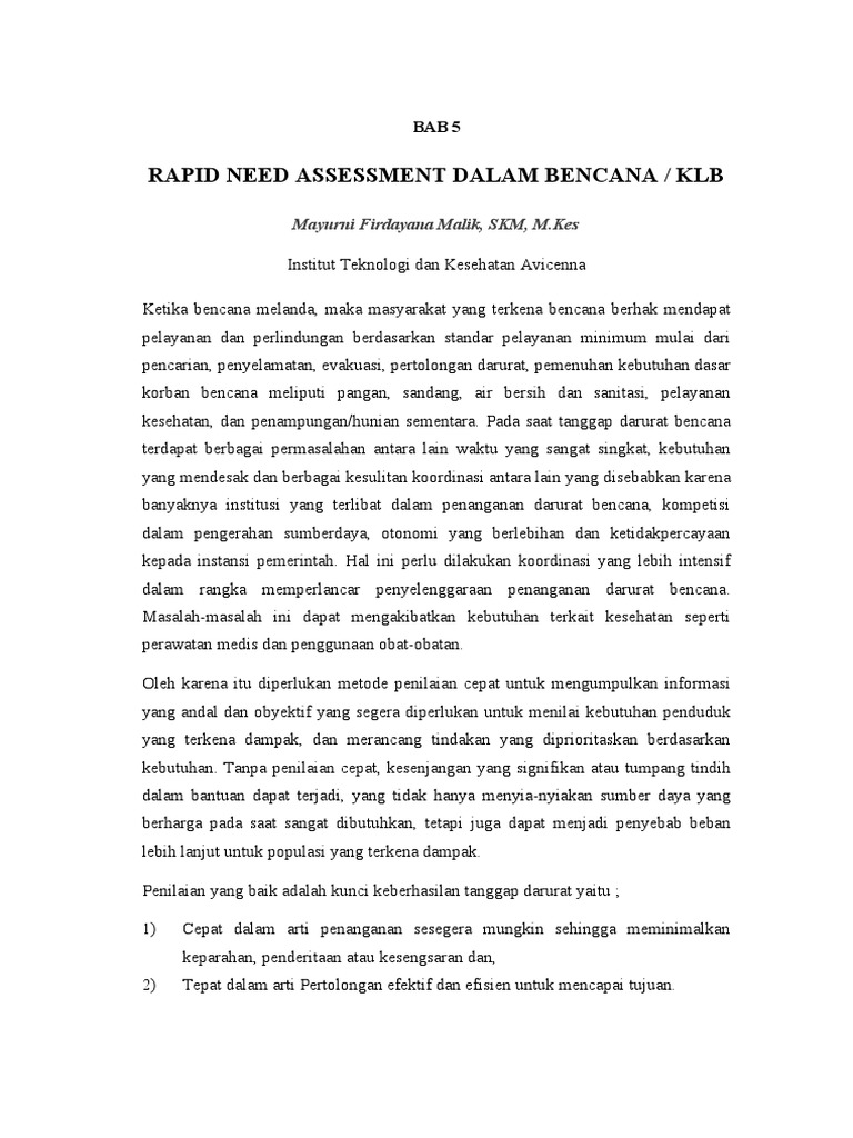 Bab 5 Rapid Need Assessment Pdf