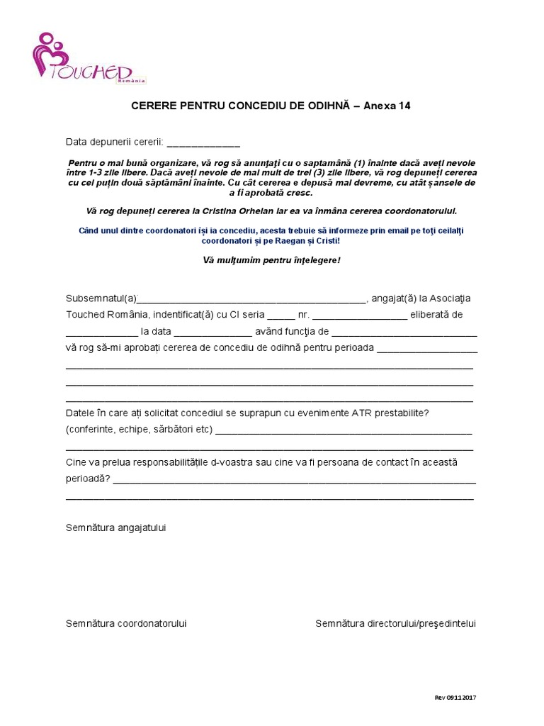 PDF - Cerere Concediu Odihna | PDF
