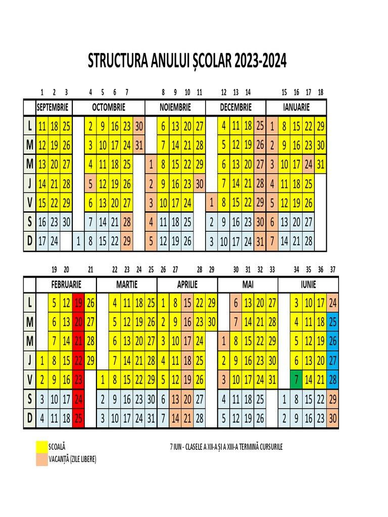 Structura Anului Scolar 20232024 PDF