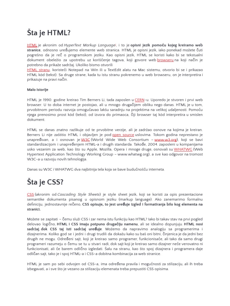 Šta Je HTML?: Stranice, Odnosno Uređujemo Elemente Web Stranica. HTML ...