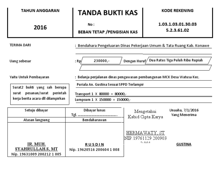 Pembayaran MCK Desa Watusa 2016 | PDF