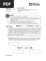 Constants, Variables, Terms, Algebraic Expressions, and Numerical and Literal Coefficients