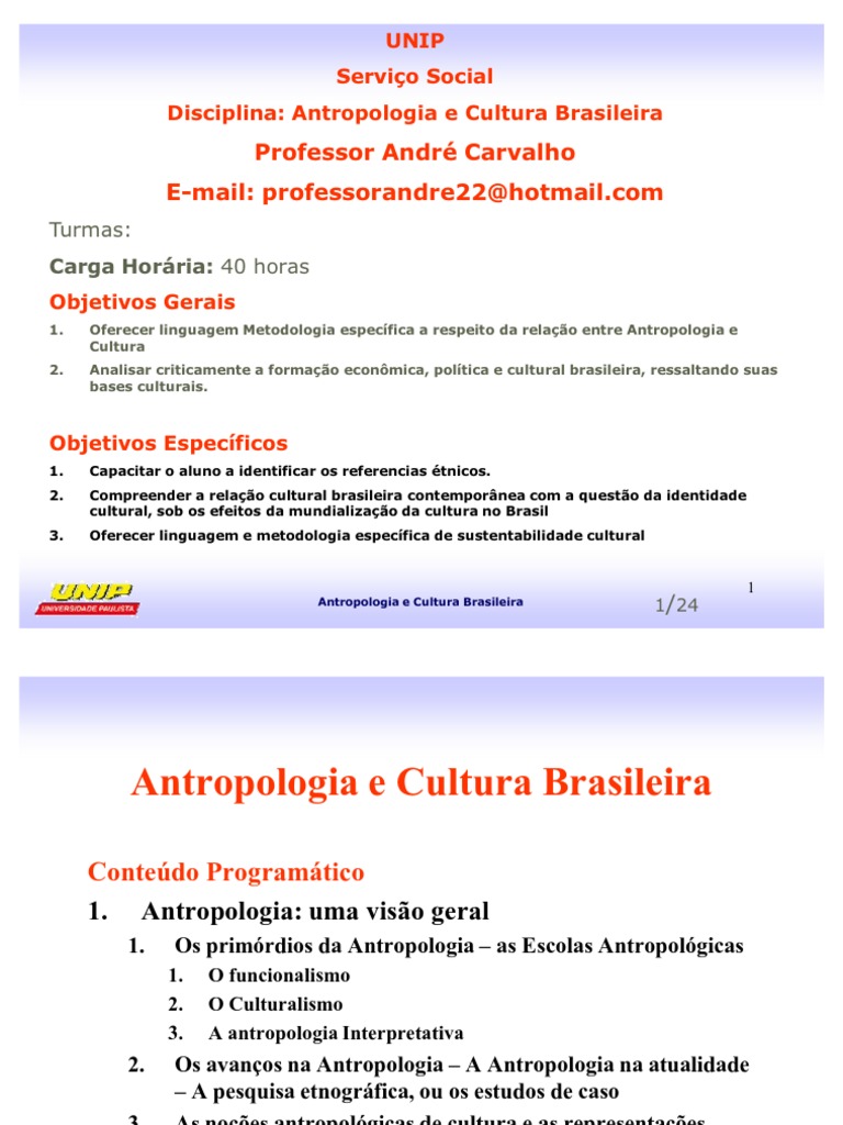 Introdução à Antropologia Cultural Brasileira: Objetivos, Conteúdos e ...