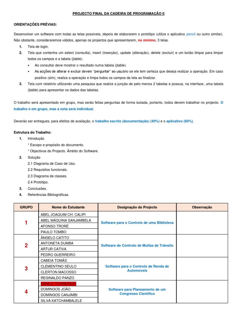 Desenvolvimento de Software: Orientações e Estrutura | PDF | Diagrama ...
