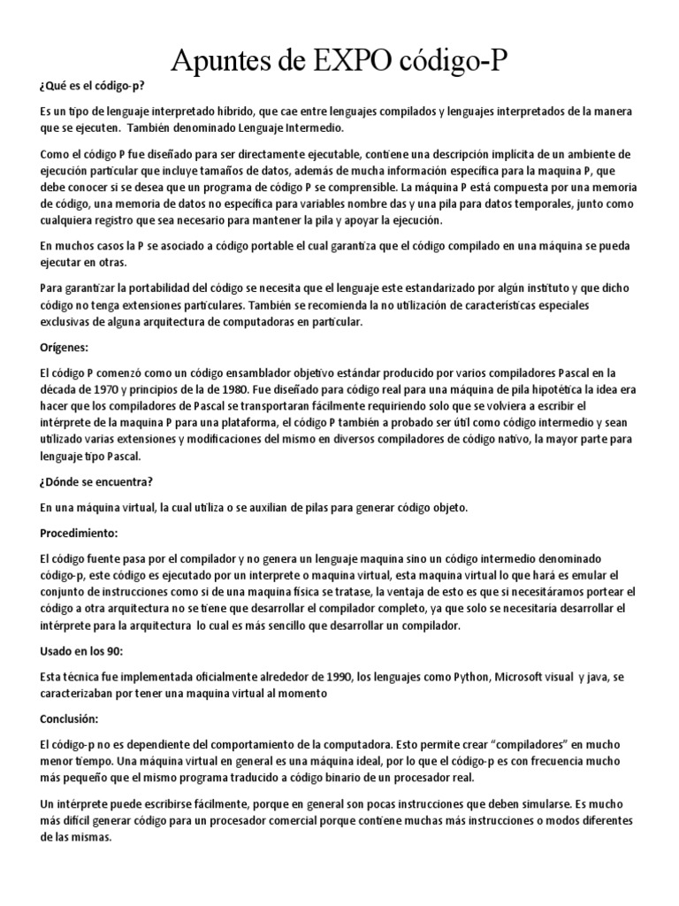 Introducción al Código P | PDF | Compilador | Lenguaje de programación