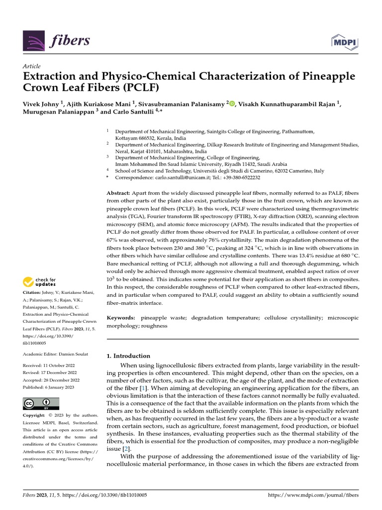 Extraction and PhysicoChemical Characterization of Pineapple Crown