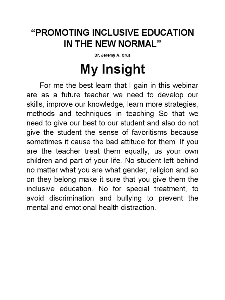Promoting inclusive education in the new normal pdf