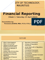 Financial Reporting, Introduction To FR, Regulatory & Conceptual Frameworks, F. Staements, WK 1-23.04.2022