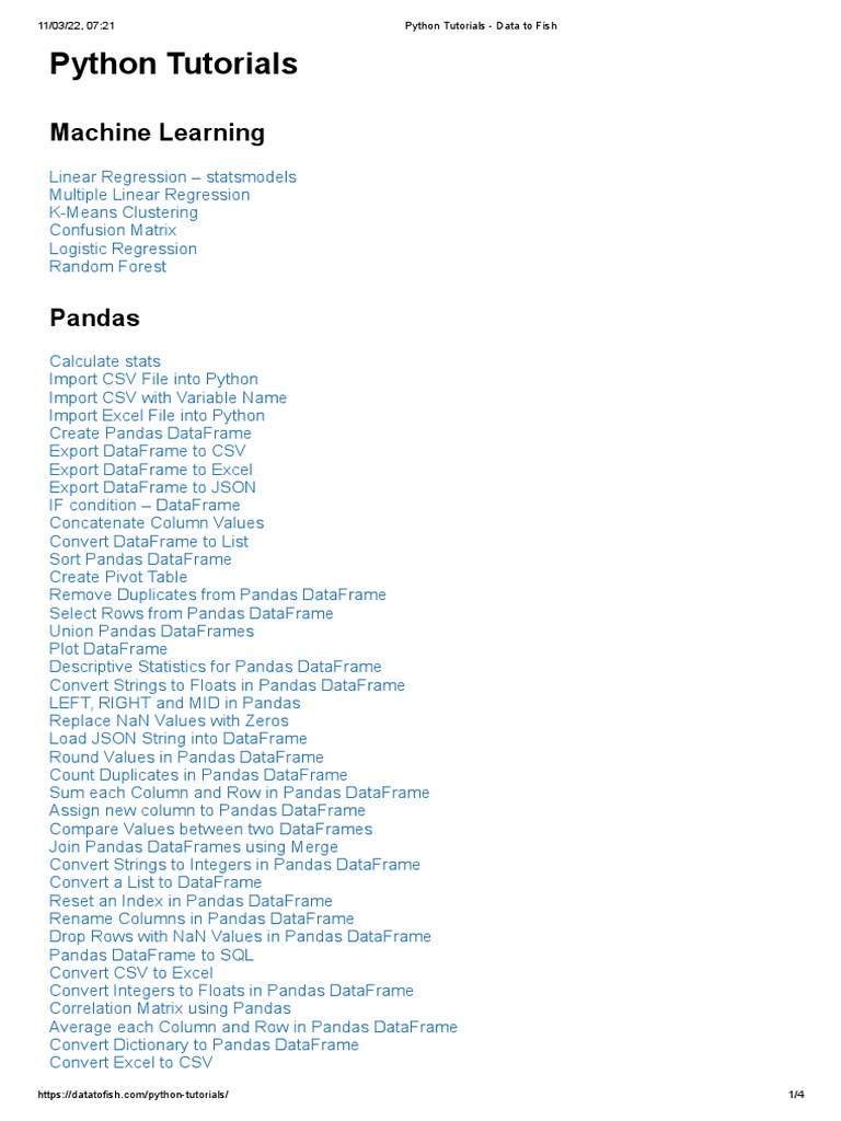 Python Tutorials - Data To Fish | PDF | Database Index | Python ...