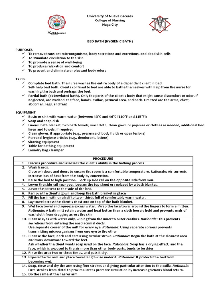 Bed Bath Procedure