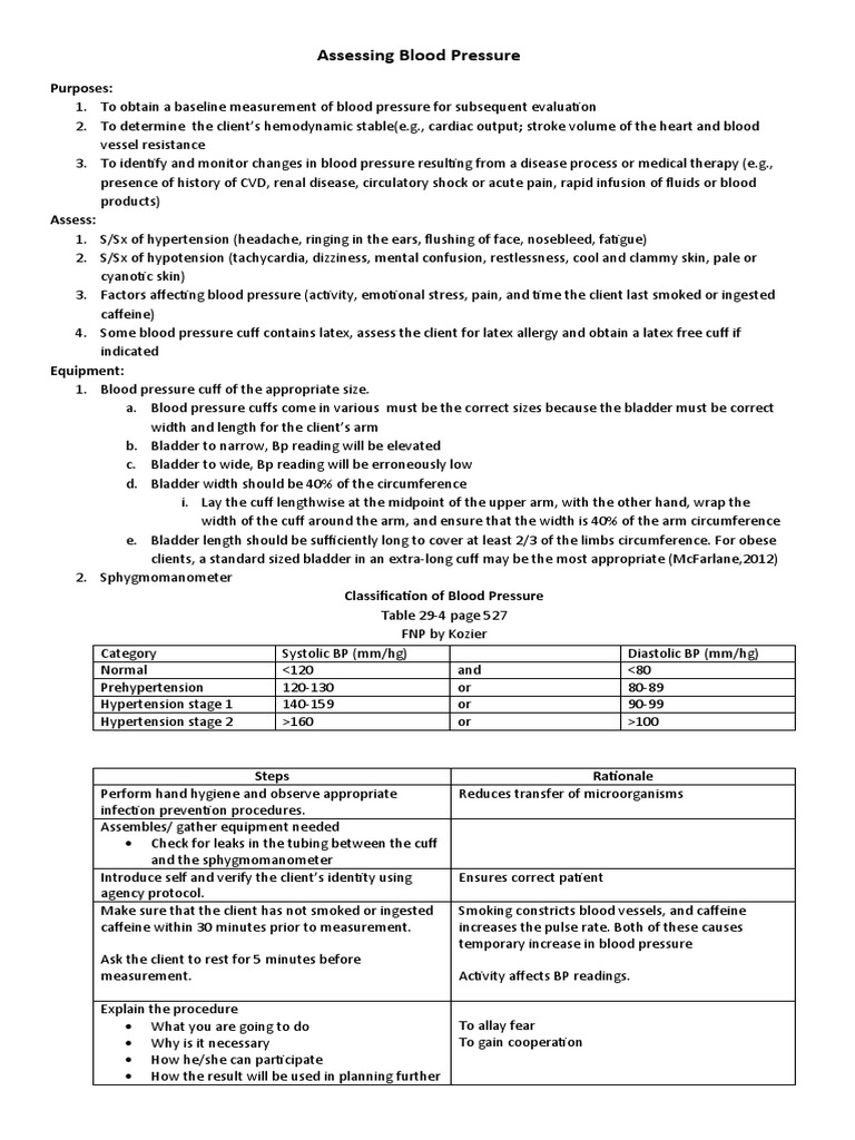 Assessing Blood Pressure | PDF | Blood Pressure | Pulse