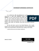 Internship Certificate Herbal Physician Clinic Plus Healthcare