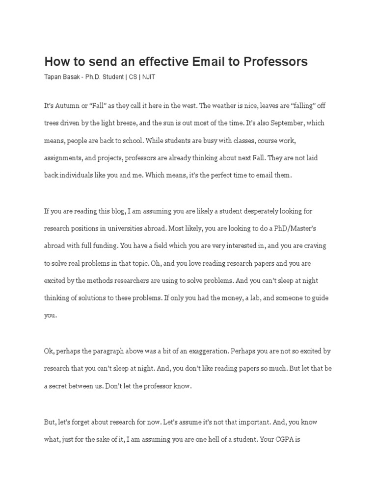How To Send An Effective Email To Professors | PDF | Photon | Science