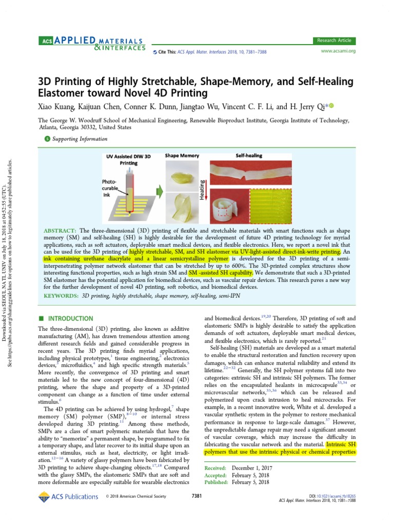 3D Printing of Highly Stretchable, Shape-Memory, and Self-Healing ...