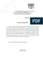 Carta de aceptación de pasantía estudiantil en escuela primaria