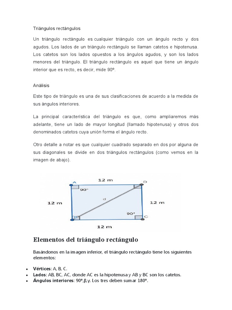 Características del triángulo rectángulo | PDF | Triángulo | Rectángulo