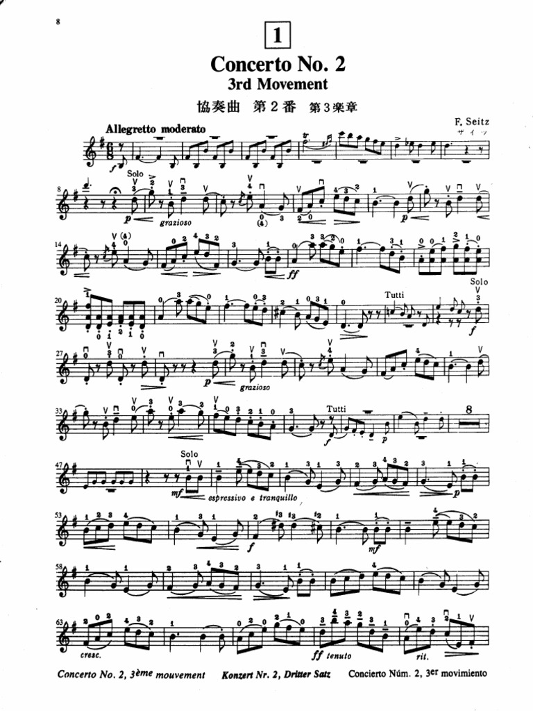 Concerto No. 2, 3rd MVT - F Seitz (Suzuki 4 No. 1) | PDF