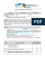 Plano de Ensino - Psicologia Do Trabalho e Das Organizações