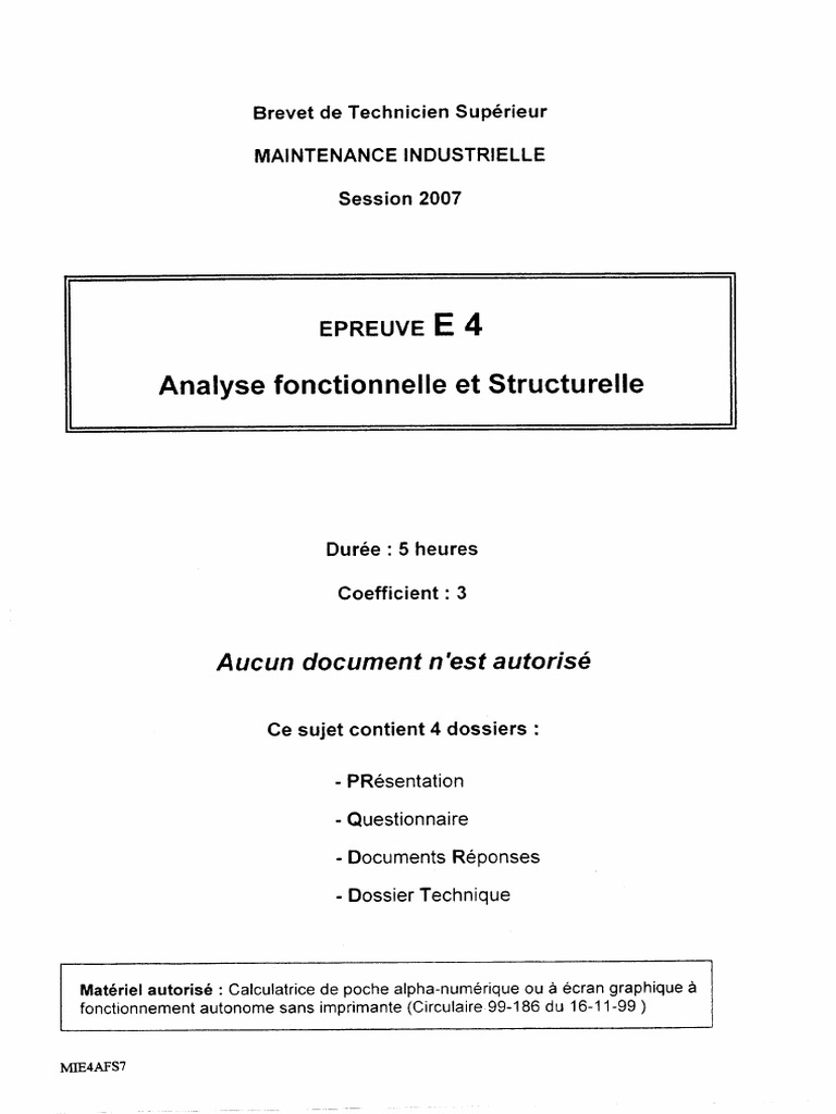 BTS MI 2007 Examen | PDF