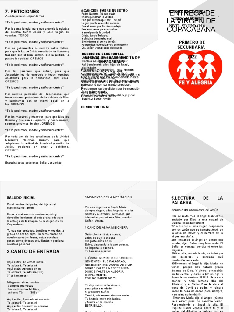 Triptico Entrega de La Virgen | PDF | María, madre de Jesús | Cristo ...