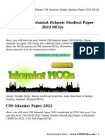 Solved CSS Islamiat (Islamic Studies) Paper 2022 MCQs