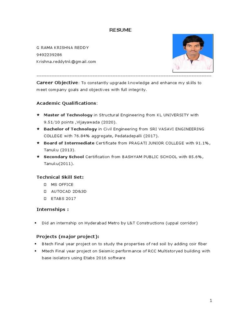Krishna Resume Download Free PDF Engineering