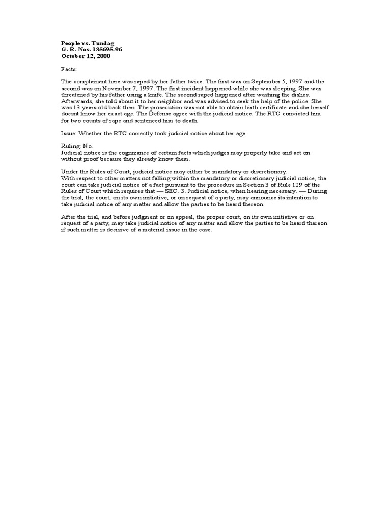 Ruling on Judicial Notice in Rape Case | PDF