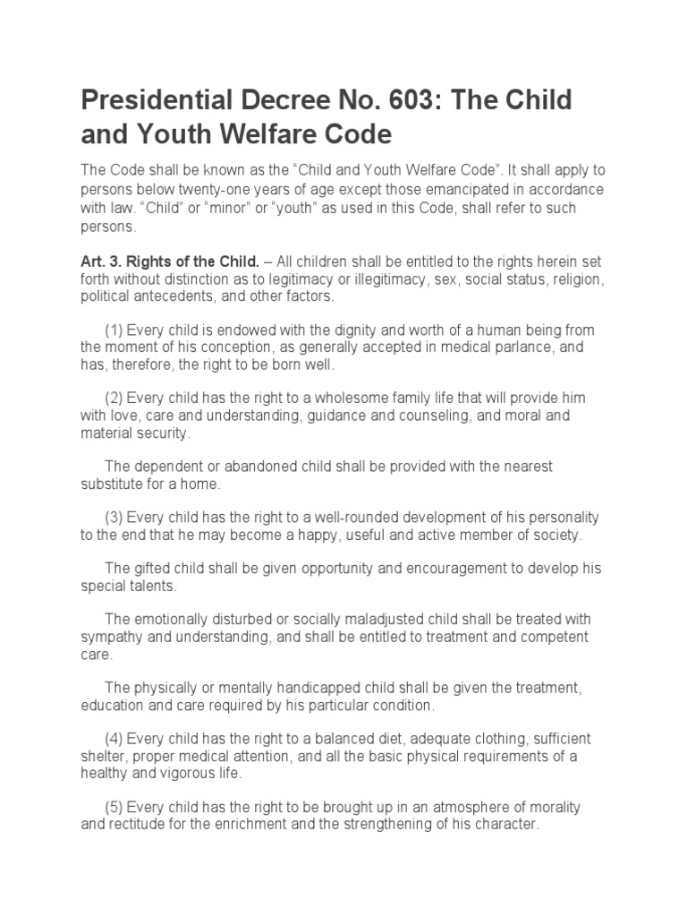 Presidential Decree No. 603