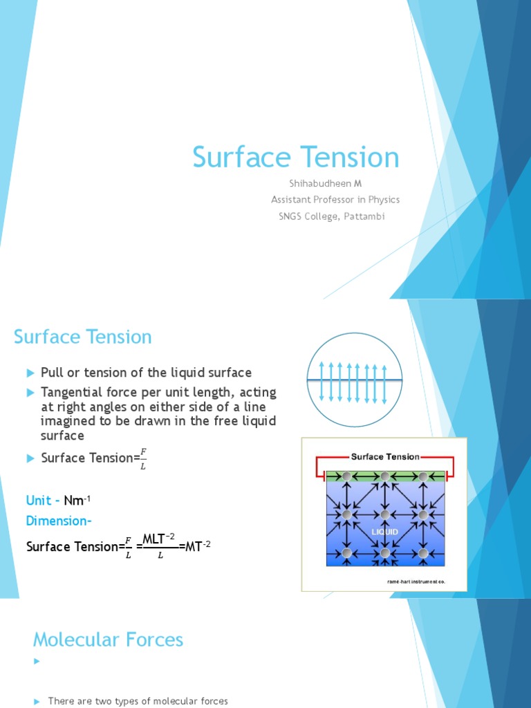 Surface Tension PDF Surface Tension Force