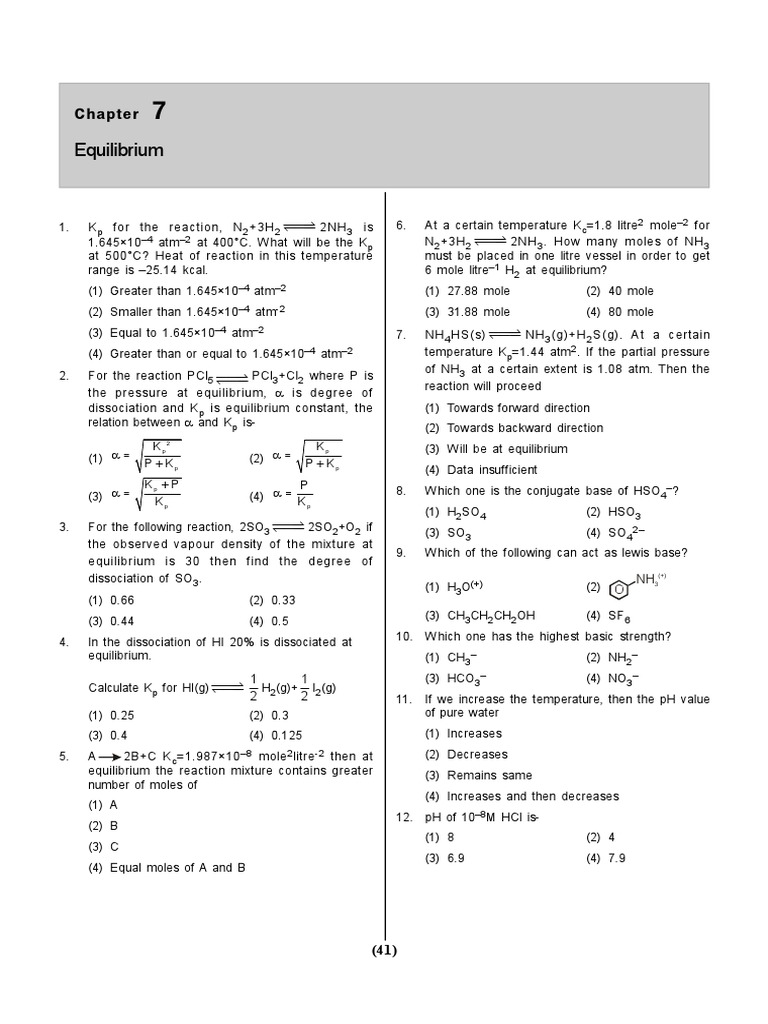 Equilibrium K PK K PK K P K PDF Acid Dissociation Constant Acid