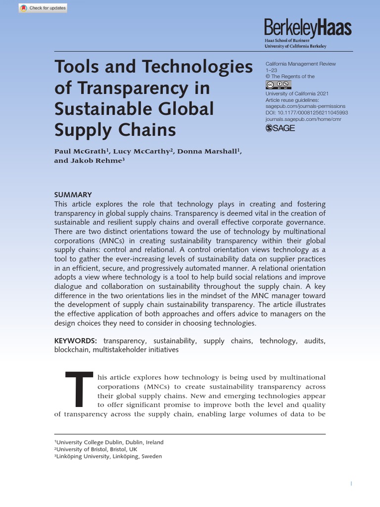 McGrath Et Al., 2021 CMR Tools and Technologies of Transparency PDF