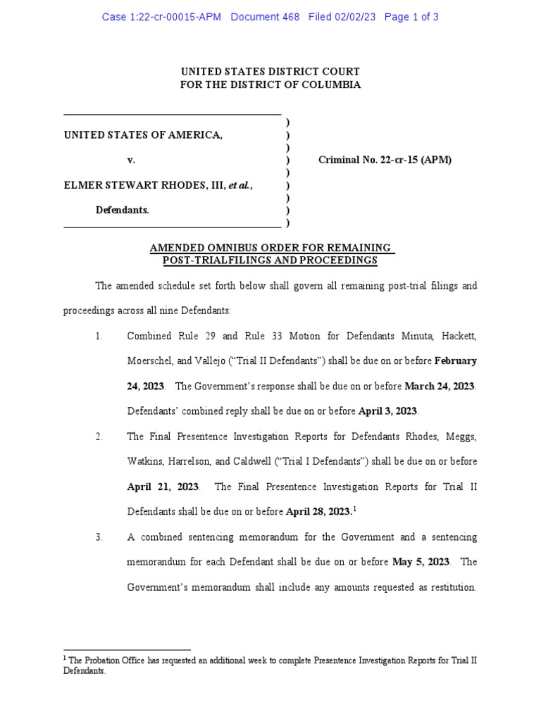 Post-Trial Schedule for Defendants | PDF | Presentence Investigation ...