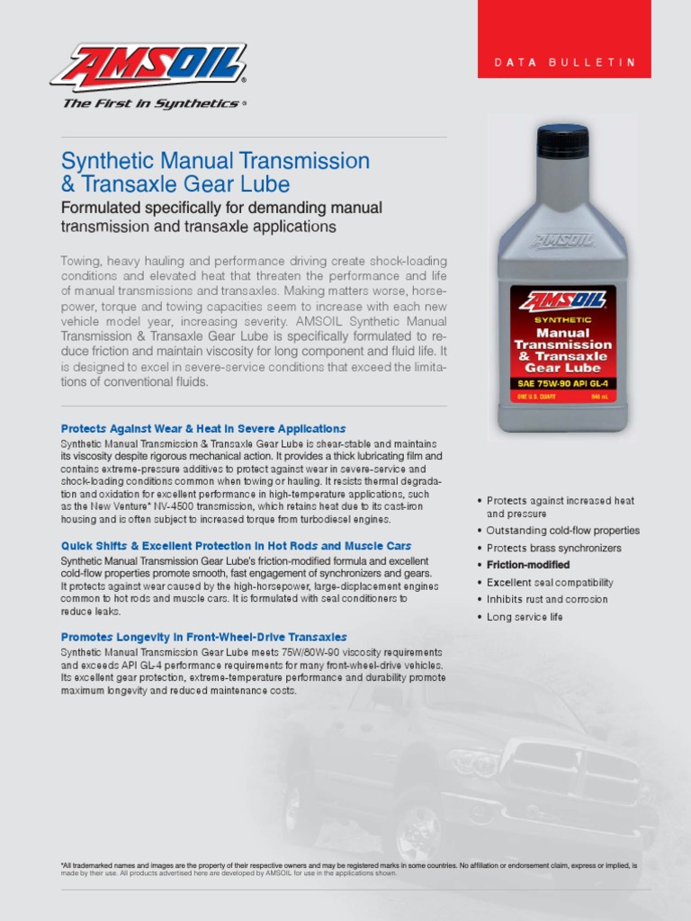 Amsoil 75w90 | PDF | Manual Transmission | Vehicles