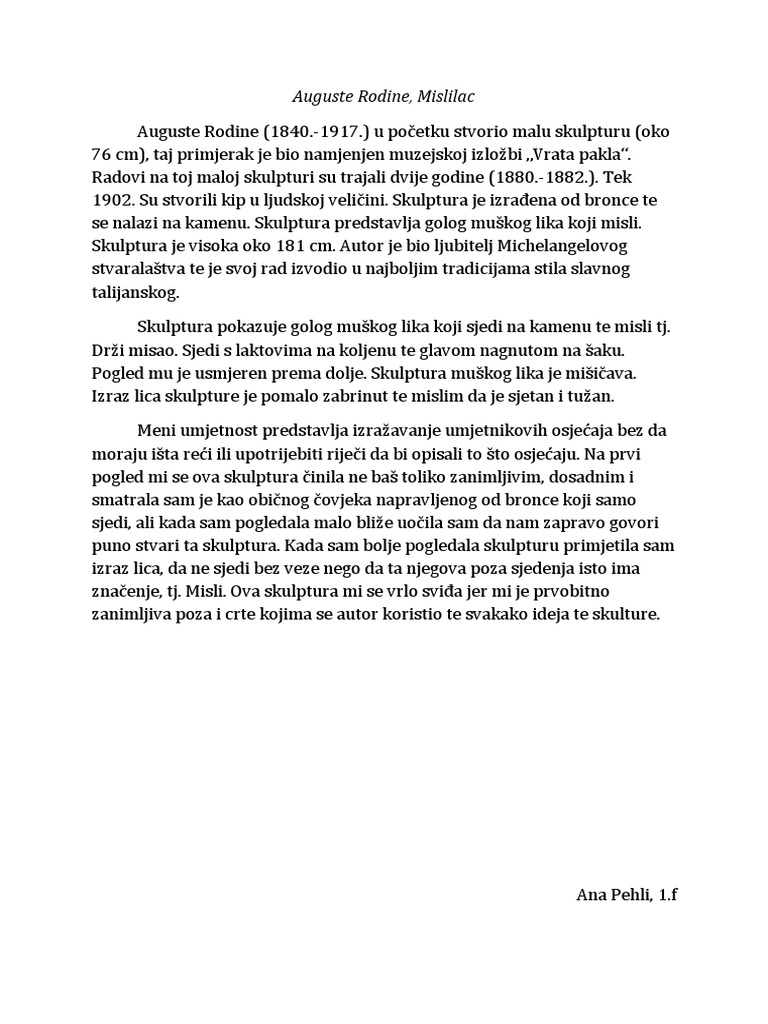Auguste Rodine, Mislilac - Ana Pehli 1.f | PDF
