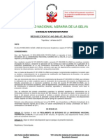 Universidad Nacional Agraria de La Selva: Consejo Universitario RESOLUCION #043-2011-CU-R-UNAS