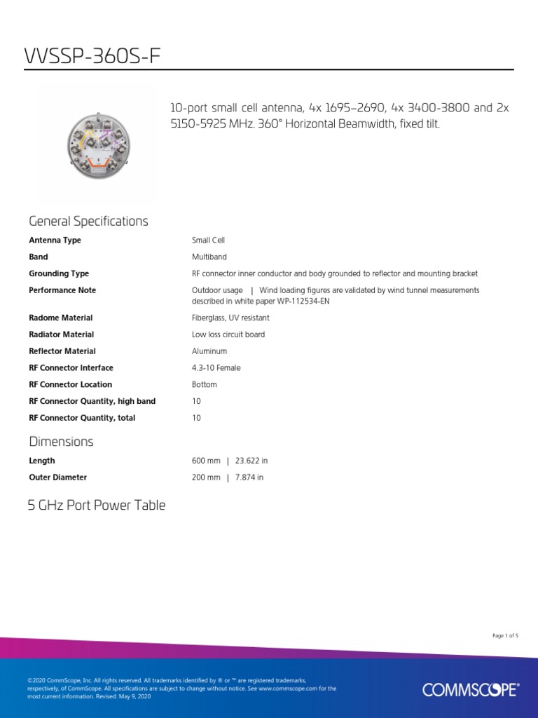 CommScope VVSSP-360S-F | PDF | Antenna (Radio) | Information And ...