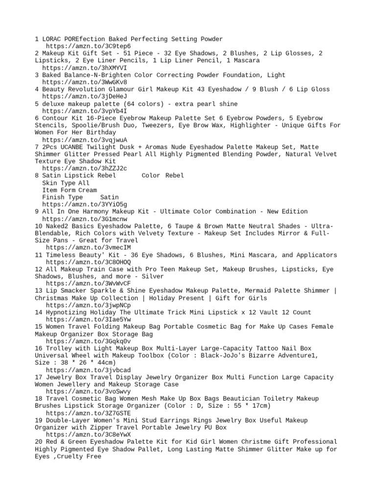 Ladies Makeup Kits PDF Cosmetics Eyebrow