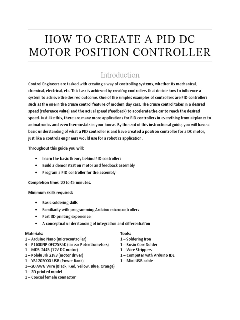 How To Create A PID Motor Position Controller | PDF | Control Theory ...