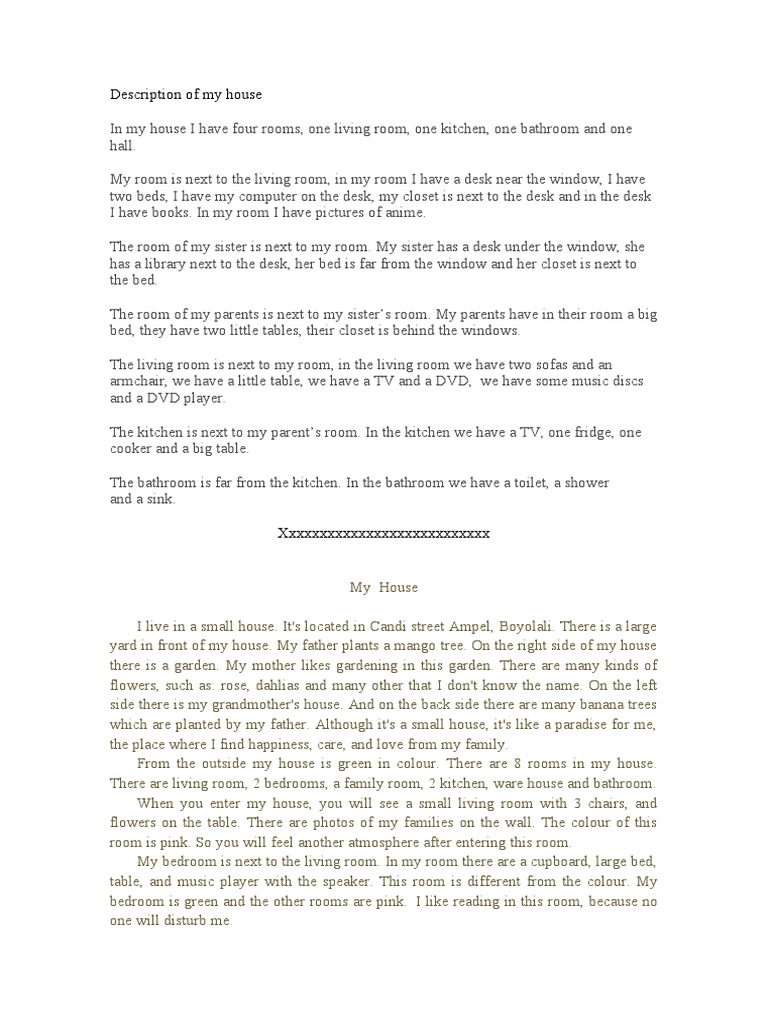 My House: A Personal Description | PDF | Room | Bedroom