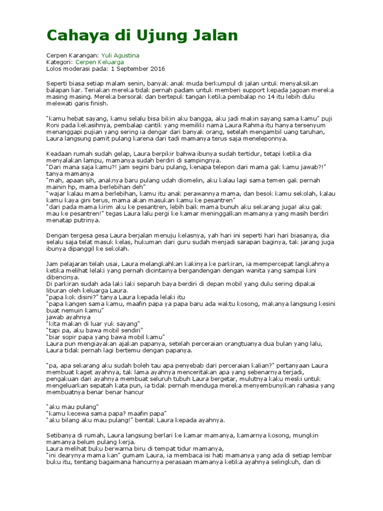 Malu, Tapi Mau - Cerpen Cahaya Liora - Palu