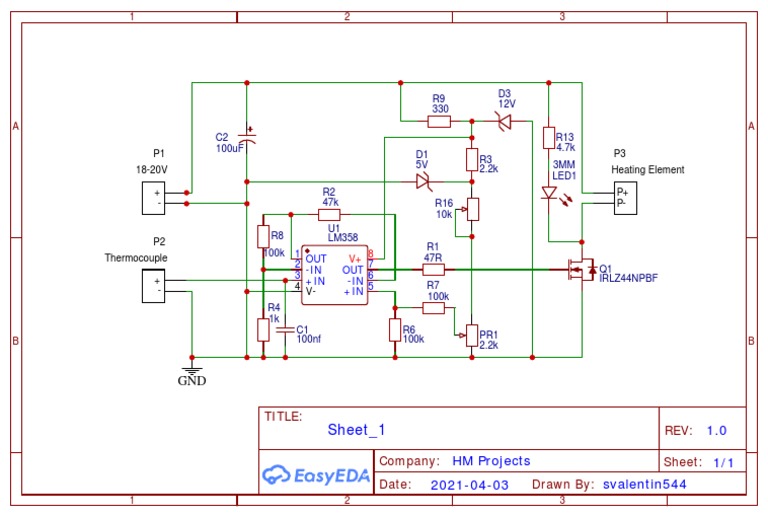 Temperature Controller Circuit Diagram for Heating Element Control PDF